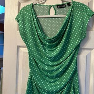 New York & Company Green Drape Neck Top